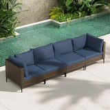 Grand patio 7-Piece Boho Wicker Conversation Set in Cream, Featuring a Sectional Sofa, Water-Resistant Thick Cushions, and Coffee Table