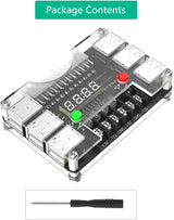 ATX Power Supply Breakout Board with Acrylic Case Kit, 12 USB Ports and 3A Maximum Output, Featuring 3.3V, 5V, 12V, and -12V Outputs