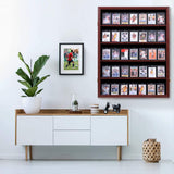 Black 35-Card Sports Trading Card Display Case with UV Protection, Clear View, Lockable Wall Cabinet and Baseball or Basketball Card Frame