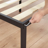 PrimaSleep Full-Size 18-Inch Heavy-Duty Steel Slat Bed Frame in Black with Anti-Slip Support, No-Noise Construction, Easy Assembly, and No Box Spring Required