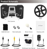 8mm Super 8 Film Scanner and Digital MovieMaker Converter with 2.4-Inch LCD, Silver Finish and 32 GB SD Card for 3-Inch and 5-Inch Film Reels