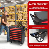 Rolling Metal Tool Chest with 5 Lockable Drawers, Mobile Garage Storage Cabinet on Wheels for Workshop, Warehouse or Repair Shop
