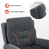 MCombo 7888 Triple-Motor Power Lift Recliner for Seniors, Fabric Chair with Massage, Lumbar and Seat Heating, Adjustable Headrest and Rolled Arms, Coffee, Medium