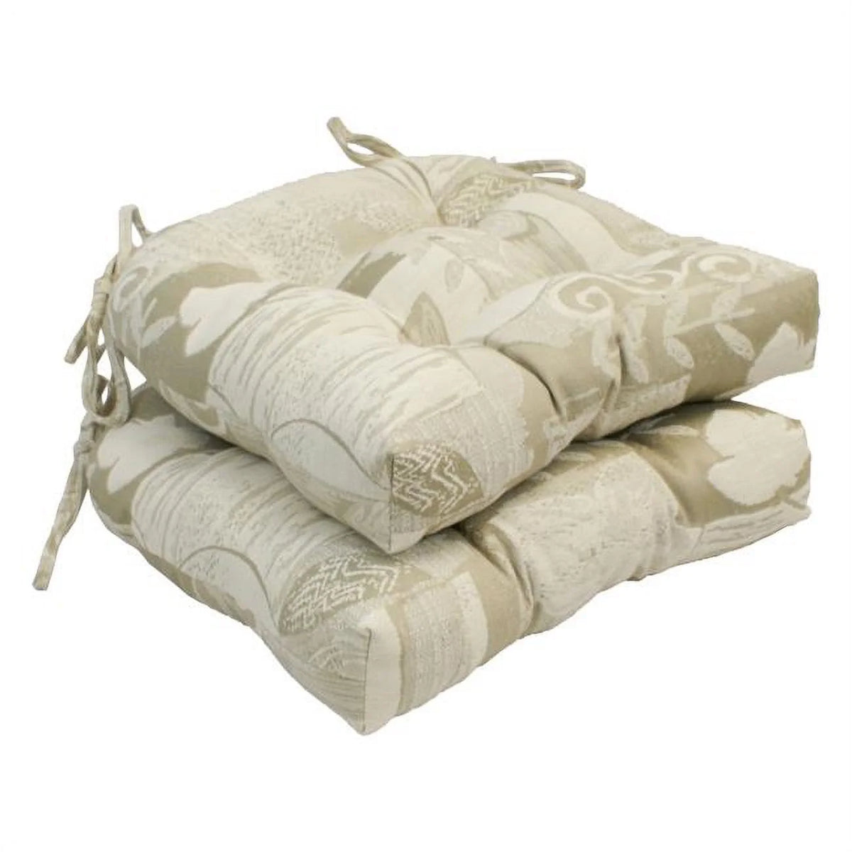 Pine Cabin U-Shaped Chair Cushions, 16 in. Jacquard Tufted Design, Set of 2
