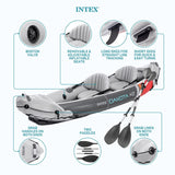 Intex Dakota K2 Two-Person Inflatable Kayak, Open Box Vinyl Set with Oars and Pump
