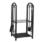 Juvale Firewood Rack with 4 Fireplace Tools and Indoor Log Holder
