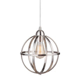 Worth Home Products Instant Pendant 1-Light Recessed Light Conversion Kit with Brushed Nickel Globe Cage Shade