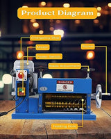 Automatic Electric Wire Stripping Machine for 0.06-1.5 Wire, 75 ft/min Precision Tool with Manual Crank for Copper Cable Recycling