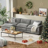 YESHOMY U-Shaped Modular Sectional Sofa in Grey Chenille, Featuring Supportive Soft Sponges, Removable Ottoman, and Sleeper Design