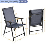 Yaheetech Set of 4 Outdoor Folding Dining Chairs with Armrests, Metal Frame & Backrest for Lawn, Garden, Yard or Poolside, Black