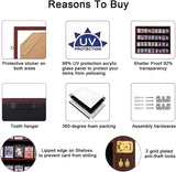 Black 35-Card Sports Trading Card Display Case with UV Protection, Clear View, Lockable Wall Cabinet and Baseball or Basketball Card Frame