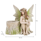 Hand-Painted Resin Fairy Planter Figurine, 11.2-Inch Girl Flower Pot for Succulents and Outdoor Patio, Lawn or Yard Decor