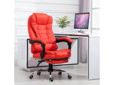 HOMCOM Reclining Executive Home Office Chair with PU Leather Upholstery and Footrest, Red