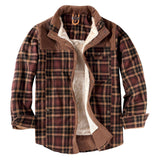 Mens Winter Plaid Jacket with Warm Sherpa Lining