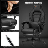 Goplus Reclining Massage Gaming Chair with Footrest, Adjustable Seat Height, Ergonomic High-Back PU Swivel Racing Chair for Computer or Office, White