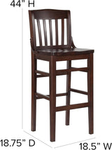 Flash Furniture HERCULES Series School House Barstool with Walnut Wood Back for Restaurants and Bars