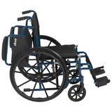 Drive Medical Blue Streak Lightweight Folding Wheelchair with 20-Inch Wide Seat