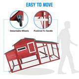 Two-Story Wooden Chicken Coop and Rabbit Hutch with Outdoor Run, Nesting Box, Ramp and Deep No-Leak Pull-Out Tray, Indoor or Outdoor Cage for Chicks and Bunnies, Black