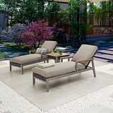LOKATSE HOME Adjustable Outdoor Patio Chaise Lounge Cushion with Armrest, Dark Gray Reclining Pool, Deck and Yard Furniture
