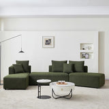Oversized L-Shaped Sectional Sofa with Chaise Lounge, Upholstered Living Room Couch Featuring 3 Back Pillows and 2 Throw Pillows, Orange