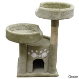 Double-Perch Cat Condo Crafted from Solid Wood, Brown