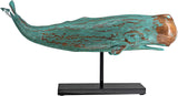 Design Toscano SD1120725 Folk Art Faux Wood Whale Statue with Display Stand, 30 Inch, Blue