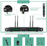 Phenyx Pro PTU-4000A 8-Channel UHF Wireless Microphone System with Eight Handheld Mics, 260ft Range, Fixed Frequency, and All-Metal Construction