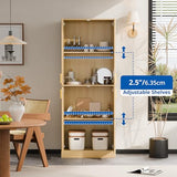 Cozy Castle 71′′ Tall Pantry Cabinet with Four Doors and Adjustable Shelves, Freestanding Wood Storage Cupboard for Kitchen, Dining Room, Living Room or Bathroom, Gray