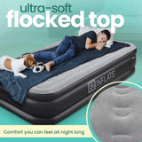 EZ Inflate Twin Air Mattress with Built-In Pump, Double-High Waterproof Design and Flocked Top for Camping or Travel