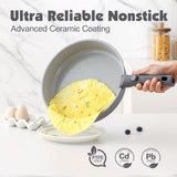 SENSARTE 17-Piece Nonstick Ceramic Cookware Set with Removable Handles, Induction Compatible Pots and Pans, Dishwasher and Oven Safe, Gray