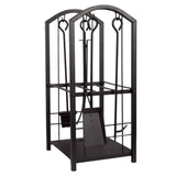 Juvale Firewood Rack with 4 Fireplace Tools and Indoor Log Holder