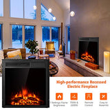 Tangkula 22.5-Inch Electric Fireplace Insert with Remote Control, Freestanding or Recessed Heater, Adjustable Heat, and 7 Log Hearth Flame Settings