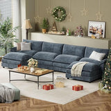 YESHOMY U-Shaped Modular Sectional Sofa in Grey Chenille, Featuring Supportive Soft Sponges, Removable Ottoman, and Sleeper Design