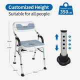 Foldable Shower Chair with Padded Back and Armrests for Elderly and Disabled Adults, Compact Portable Bathroom Seat for Travel and Indoor Use