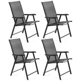 Yaheetech Set of 4 Outdoor Folding Dining Chairs with Armrests, Metal Frame & Backrest for Lawn, Garden, Yard or Poolside, Black