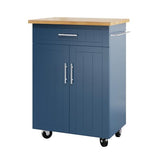 Shintenchi Rolling Kitchen Island Cart with Large Worktop, Cabinet Storage, Drawers, Towel Rack and Wheeled Side-Table Design, White