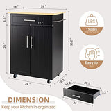 Shintenchi Rolling Kitchen Island Cart with Large Worktop, Cabinet Storage, Drawers, Towel Rack and Wheeled Side-Table Design, White