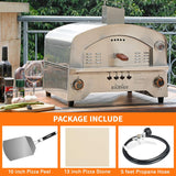 Portable BIG HORN OUTDOORS Gas Pizza Oven with 13 inch Pizza Stone, Stainless Steel Propane Pizza Maker for Outdoor Cooking