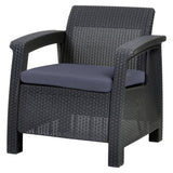 Keter Corfu Resin Patio Armchair with Cushion, Gray