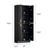 Cozy Castle 71′′ Tall Pantry Cabinet with Four Doors and Adjustable Shelves, Freestanding Wood Storage Cupboard for Kitchen, Dining Room, Living Room or Bathroom, Gray