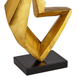 Possini Euro Design Zeus Sculptural Table Lamp, 28.5-Inch Mid-Century Modern Design with Gold Leaf Metal and Black Fabric Tapered Drum Shade