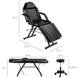71in 3-Section Multipurpose Massage Bed by Best Choice Products, Featuring Hydraulic Stool, Removable Headrest, Facial Cradle & Towel Hanger for Spa, Salon, Facial & Tattoo Use, Black