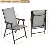 Yaheetech Set of 4 Outdoor Folding Dining Chairs with Armrests, Metal Frame & Backrest for Lawn, Garden, Yard or Poolside, Black