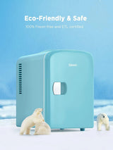 Silonn SLRE01G1 4 L/6-Can Mini Fridge with Cooling and Warming, Portable Teal Skin Care Refrigerator for Home, Office, Car or Dorm