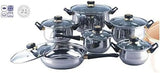 Blackstar 12-Piece Stainless Steel Cookware Set with Clear Glass Lids and Black Handles, SC-SS003