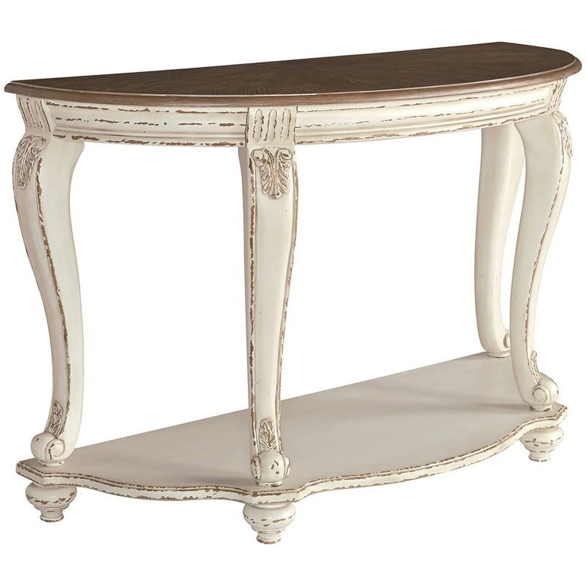 Bowery Hill Console Table with Chipped White and Brown Finish