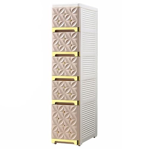 Tall Narrow Corner Cabinet with Removable Design, Storage Drawers and Casters for Bathroom, Kitchen, Laundry Room, Living Room or Bedroom
