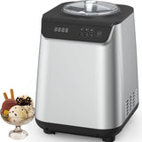 KISSAIR 1.5L Upright Ice Cream Maker with Stainless Steel Housing and LED Display, 3 Modes for Gelato, Frozen Yogurt and Sorbet