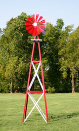 Outdoor Water Solutions 12-Foot Backyard Windmill with Red and White Powder-Coated Finish