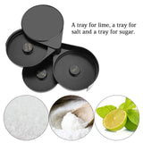 Delaman 3-Tier Glass Cocktail Rimming Station for Sugar, Salt and Lime, Black